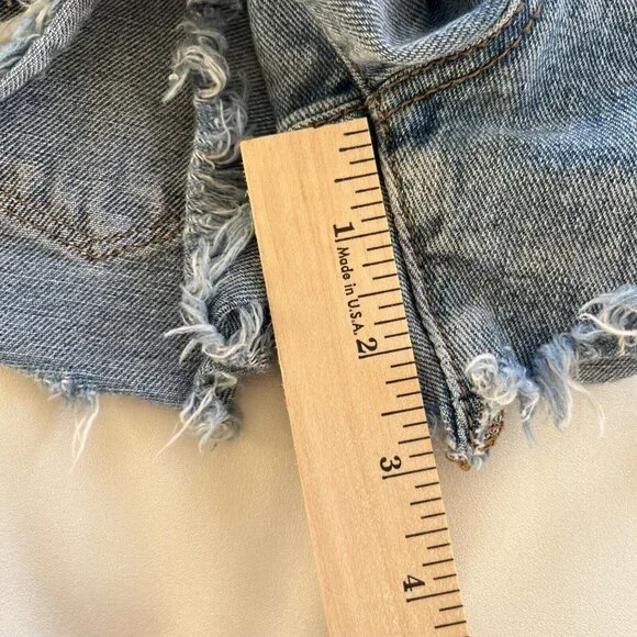 FREE PEOPLE Denim Shorts Womens Sz W 26 Blue Daisy Dukes Distressed Jean Summer - Picture 14 of 16
